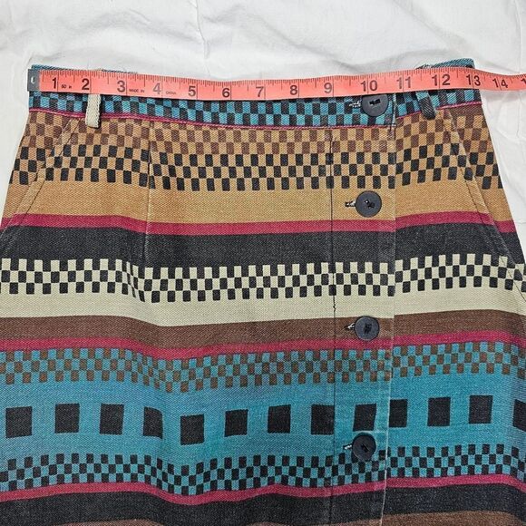 On the Verge Vintage Western Aztec Button Down Long‎ Skirt Women's Size  10 - Picture 8 of 12